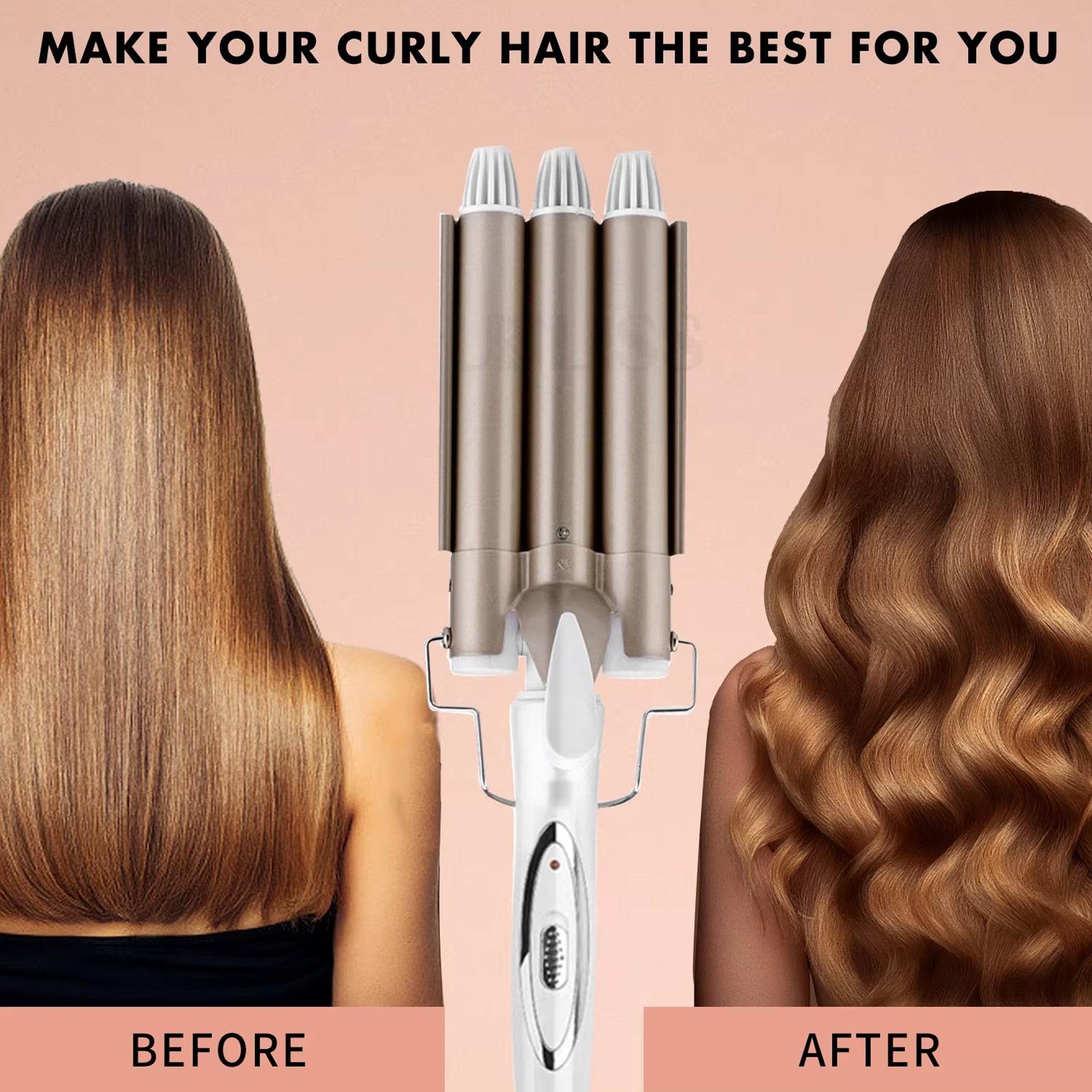 Triple Barrel Hair Curling Iron ,Ceramic Hair Waver for All Hair Types