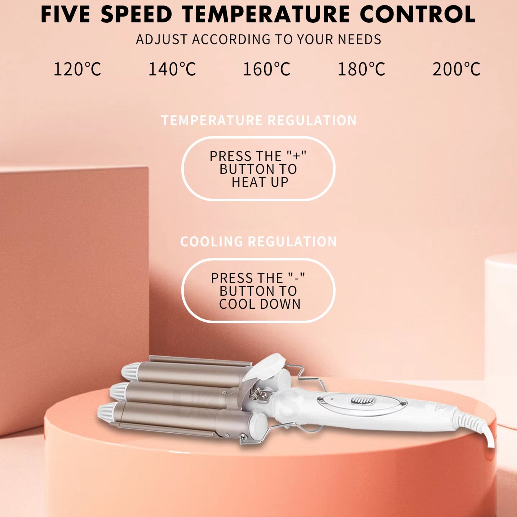 Triple Barrel Hair Curling Iron ,Ceramic Hair Waver for All Hair Types