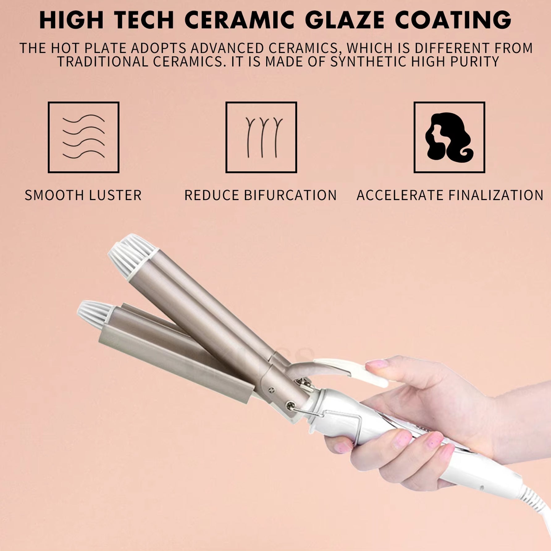 Triple Barrel Hair Curling Iron ,Ceramic Hair Waver for All Hair Types