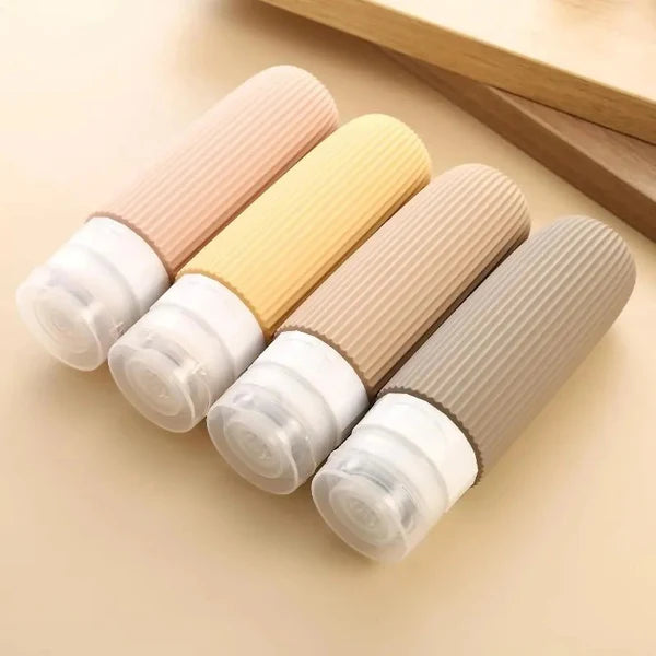 4pcs Refillable Silicone Travel Bottles Set for Lotion & Body Wash