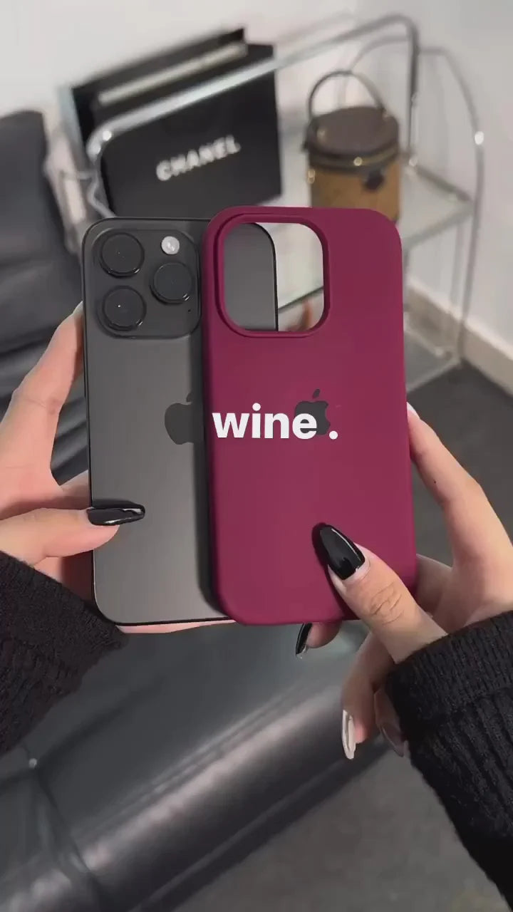 IPhone Silicone Case Wine Red with Apple Logo for iPhone 16 – 16 Pro Max