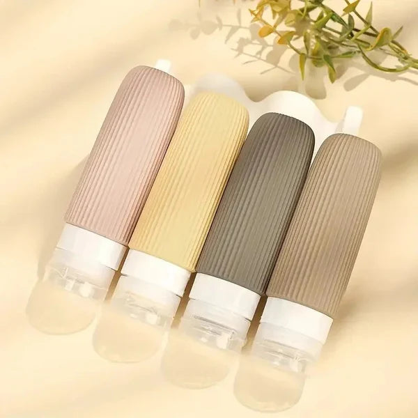 4pcs Refillable Silicone Travel Bottles Set for Lotion & Body Wash