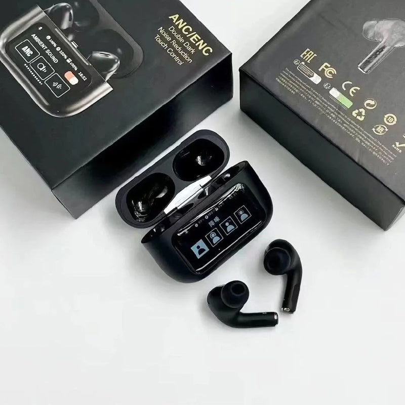 AirPods Pro A9 – Double Dark Noise Reduction with ANC & ENC, Battery Display, and Touch Control Black