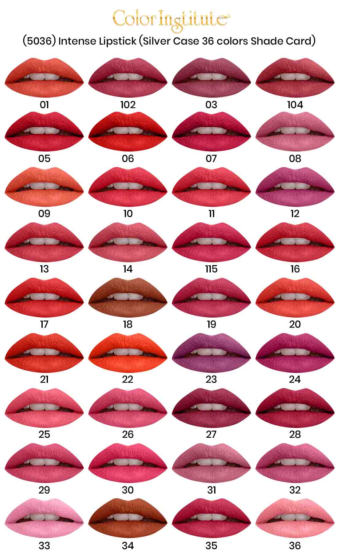 Color Institute Color Intense Lipstick (Silver Case)(36 colors)
