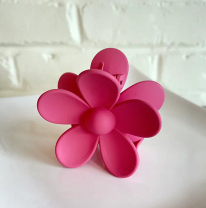 Big Neutral Flower Claw Clip For Curly & Fine Hair Matte Nonslip Strong Hold Jumbo Clip.