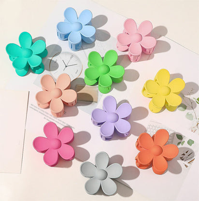 Big Neutral Flower Claw Clip For Curly & Fine Hair Matte Nonslip Strong Hold Jumbo Clip.