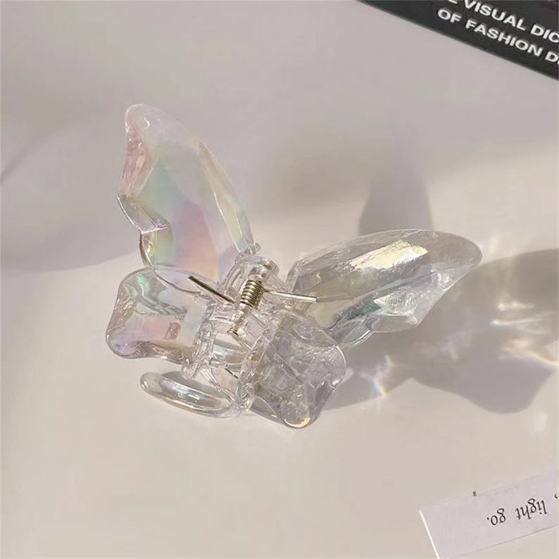 Colorful Clear Plastic Butterfly Hair Claw Clip For Girls