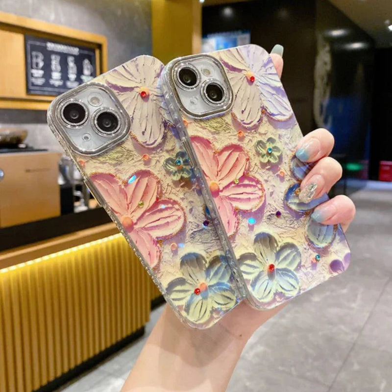 Floral Sparkle Transparent Case for iphone 16 - 16 pro max