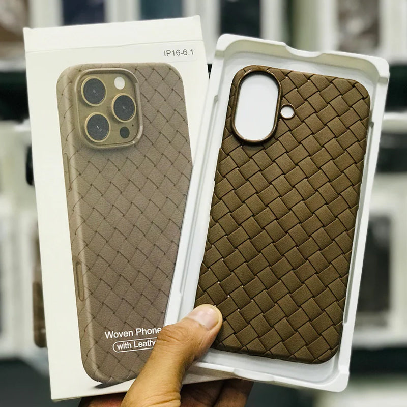 Leather Luxe Woven iPhone Case –  Stylish Protection 16 - 16 pro max