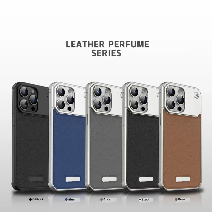 Aroma Luxe Leather Metallic Case for iphone 16 - 16 pro max