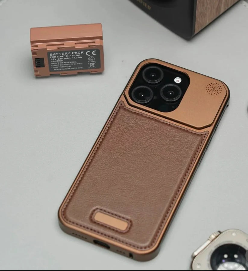 Aroma Luxe Leather Metallic Case for iphone 16 - 16 pro max